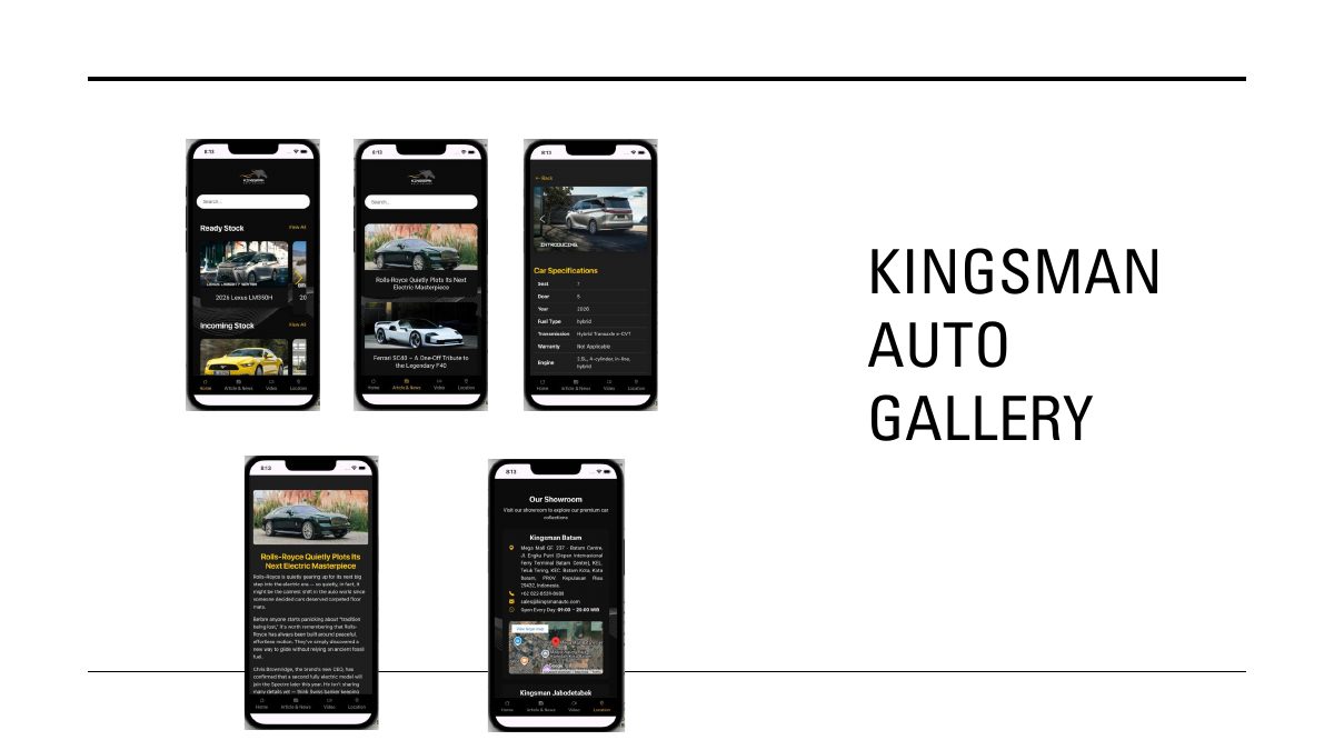 Kingsman Auto Gallery mobile application screens