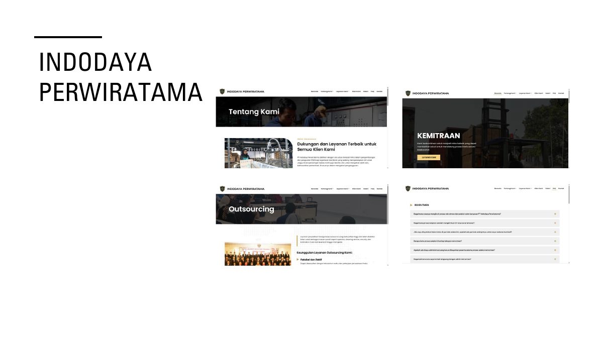 Indodaya Perwiratama company profile website screens