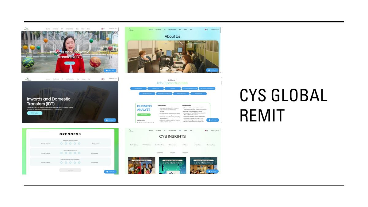 CYS Global Remit website pages